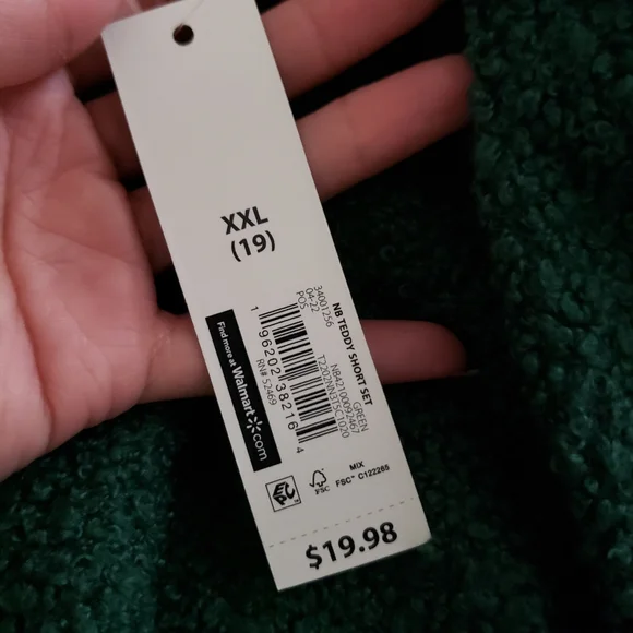 XXL NWT 2pc No Boundaries Dark Green Teddy Longsleeve Sweatshirt & Shorts Set - Picture 8 of 8